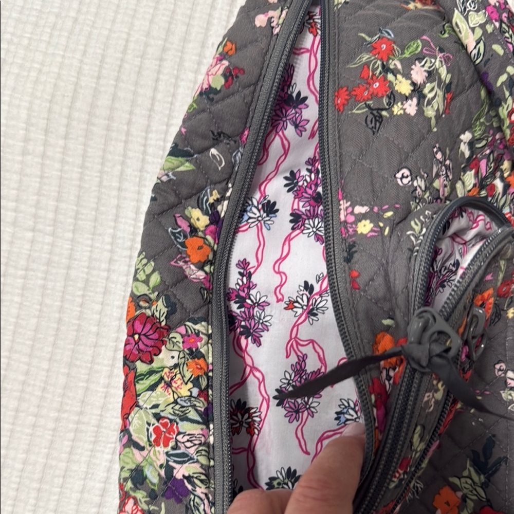 Vera Bradley Gray and Red Backpack with Modern Flair - Picture 4 of 4